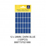 MAYSPIES MS-12X28MM COLOUR LABEL / 5 SHEETS/PKT / 120PCS / 12X28MM DARK BLUE